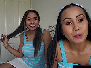 Aziatische lesbische MILF-babes neuken met een strapon